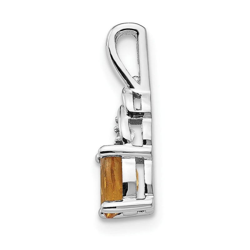 14k White Gold Citrine Diamond Pendant