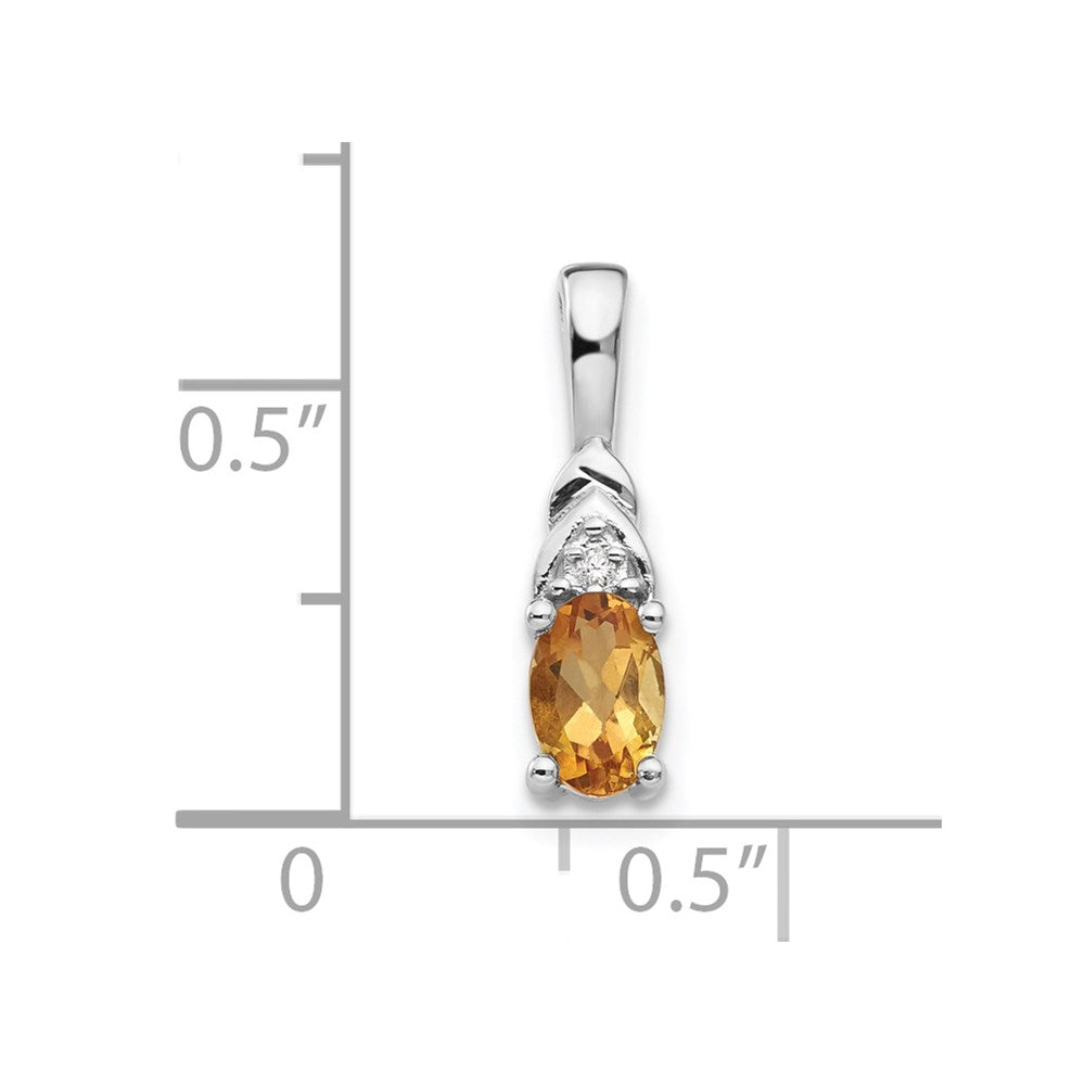 14k White Gold Citrine Diamond Pendant