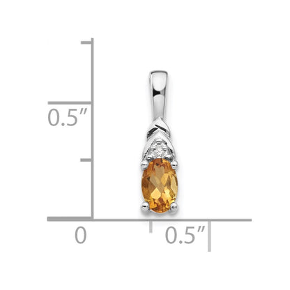 14k White Gold Citrine Diamond Pendant