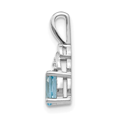 14k White Gold Blue Topaz Diamond Pendant