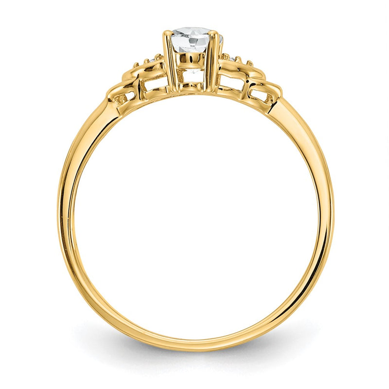 14K Yellow Gold White Topaz and Real Diamond Ring