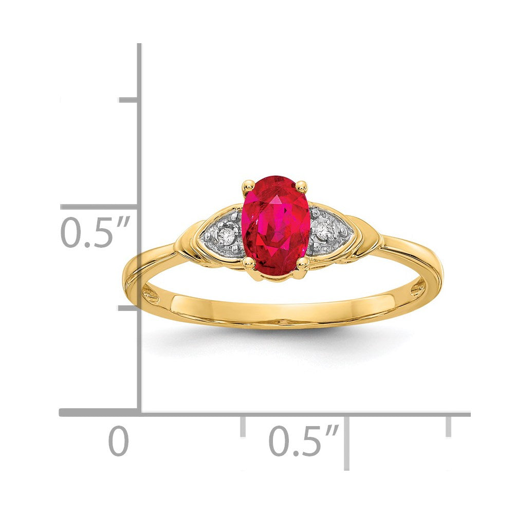 14K Yellow Gold Ruby and Real Diamond Ring