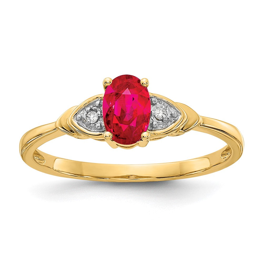14K Yellow Gold Ruby and Real Diamond Ring