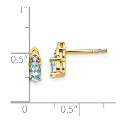 14K Diamond and Aquamarine Earrings