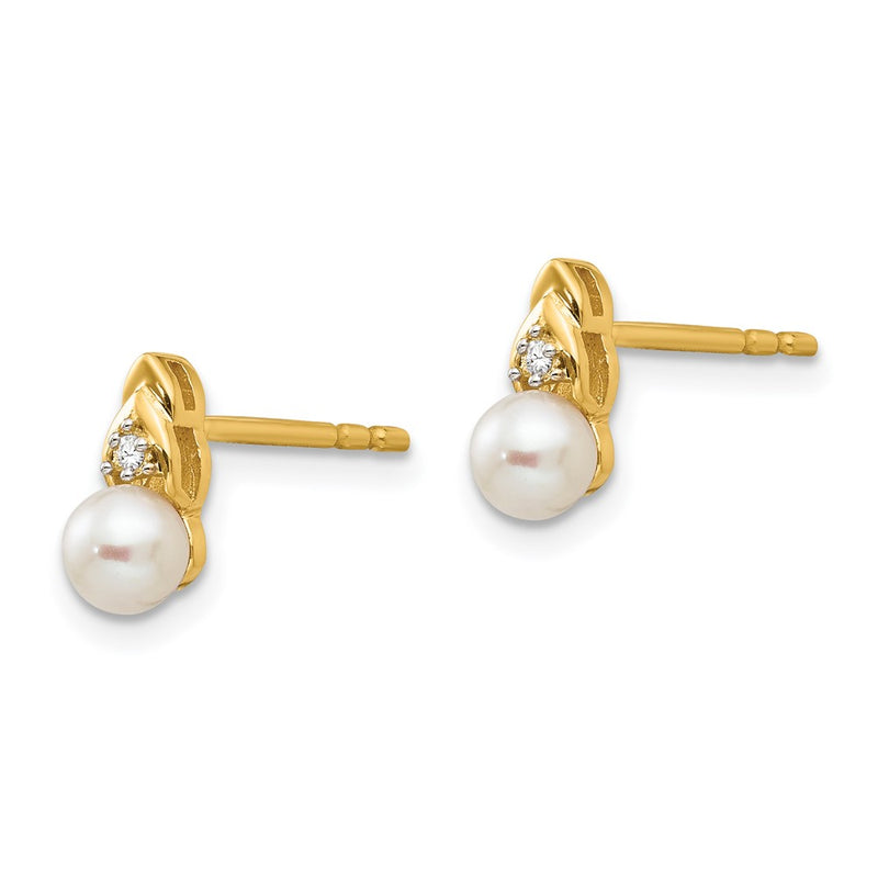 14K Diamond and FW Cultured Pearl Earrings