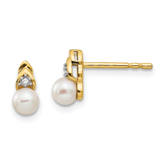 14K Diamond and FW Cultured Pearl Earrings