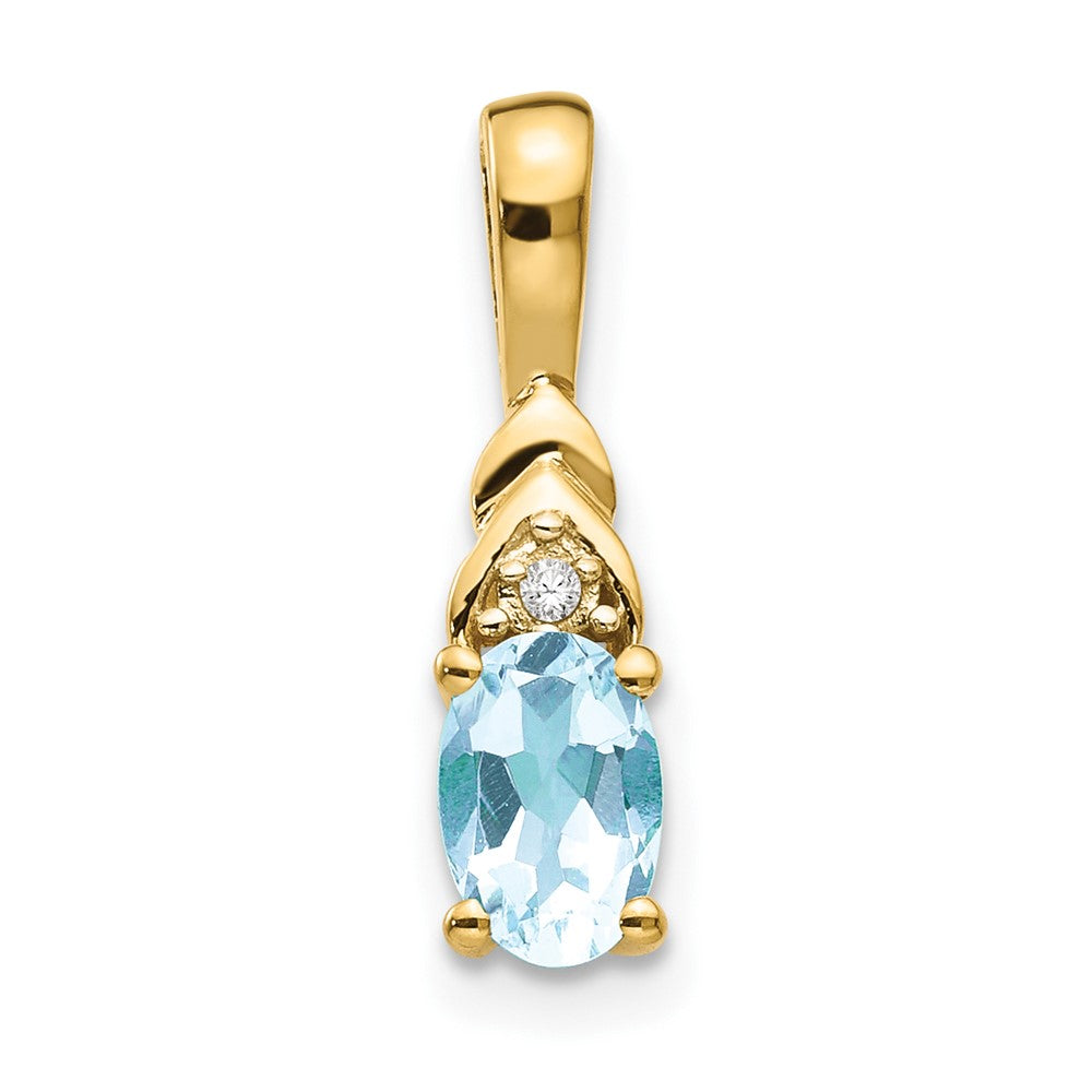14K Diamond and Aquamarine Pendant