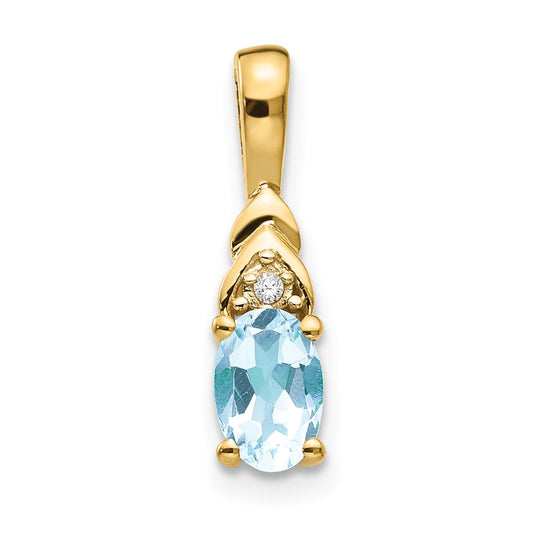 14K Diamond and Aquamarine Pendant