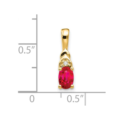 14K Diamond and Ruby Pendant