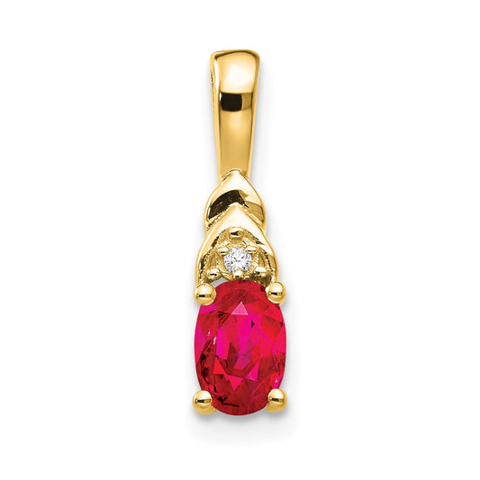 14K Diamond and Ruby Pendant
