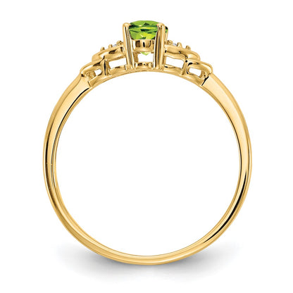 14K Yellow Gold Peridot and Real Diamond Ring
