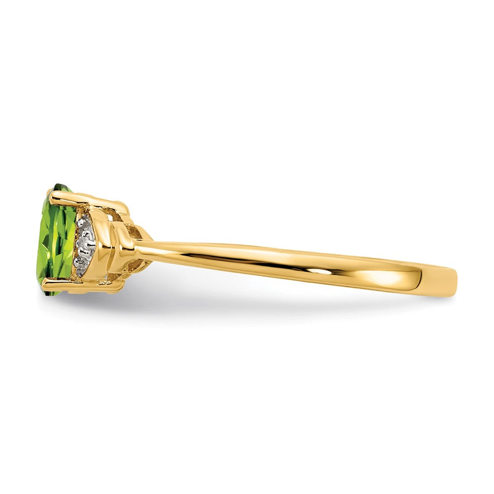 14K Yellow Gold Peridot and Real Diamond Ring