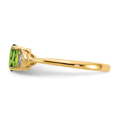 14K Yellow Gold Peridot and Real Diamond Ring