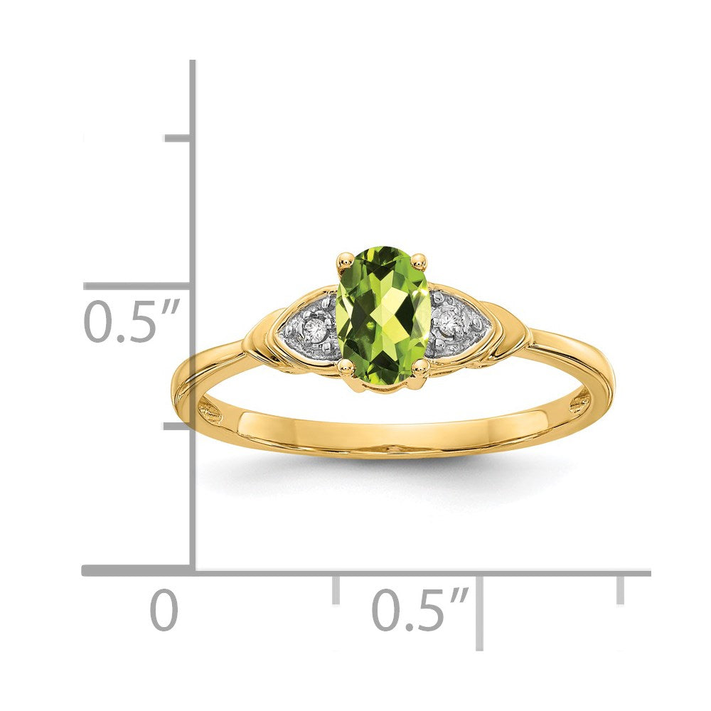 14K Yellow Gold Peridot and Real Diamond Ring