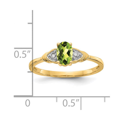 14K Yellow Gold Peridot and Real Diamond Ring