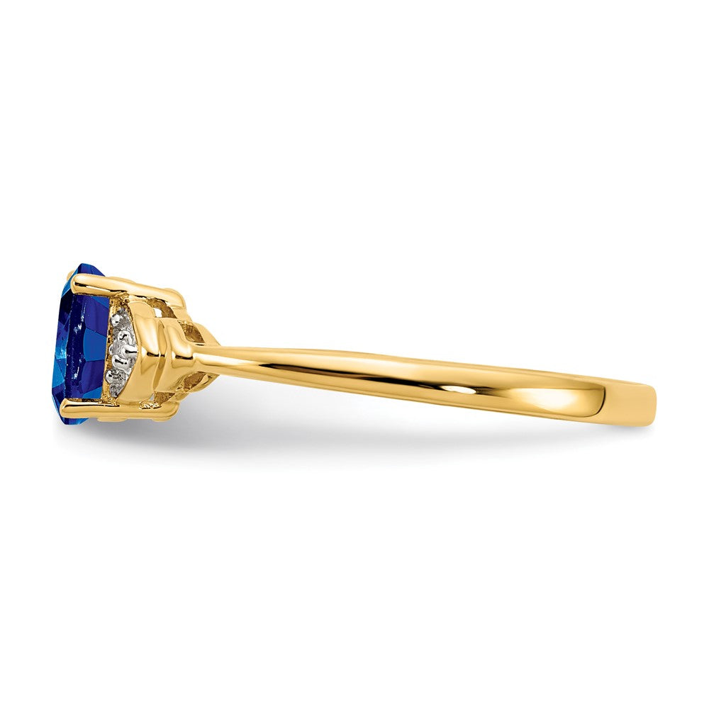 14K Yellow Gold Sapphire and Real Diamond Ring