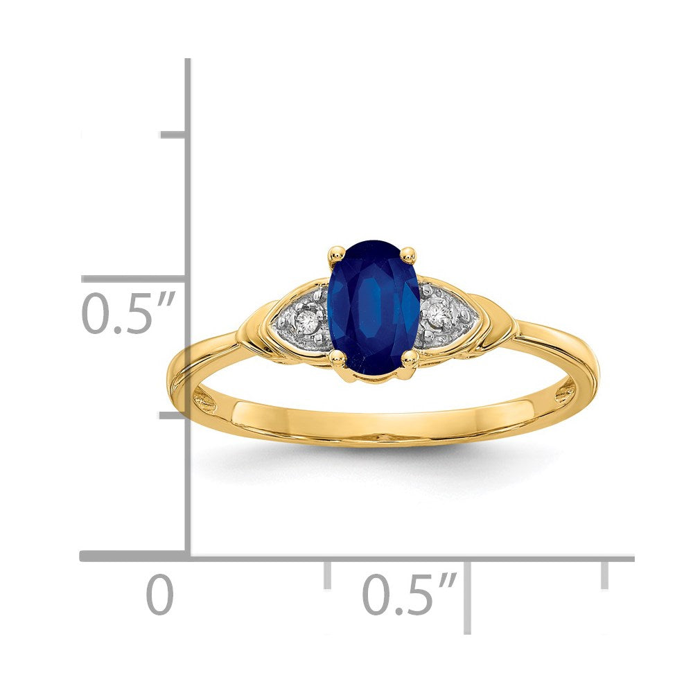 14K Yellow Gold Sapphire and Real Diamond Ring