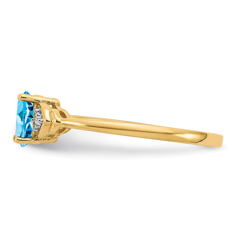 14K Yellow Gold Blue Topaz and Real Diamond Ring