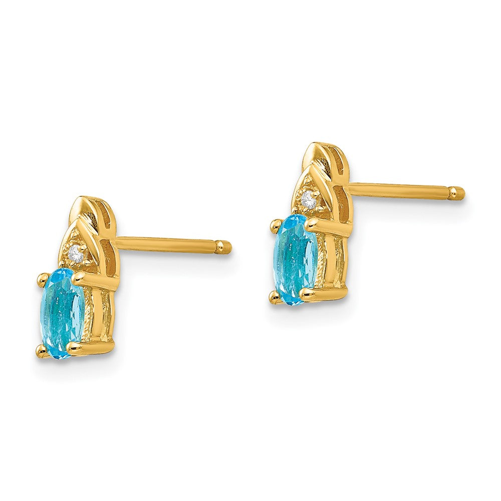 14K Diamond and Blue Topaz Earrings