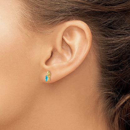 14K Diamond and Blue Topaz Earrings
