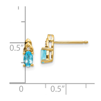 14K Diamond and Blue Topaz Earrings