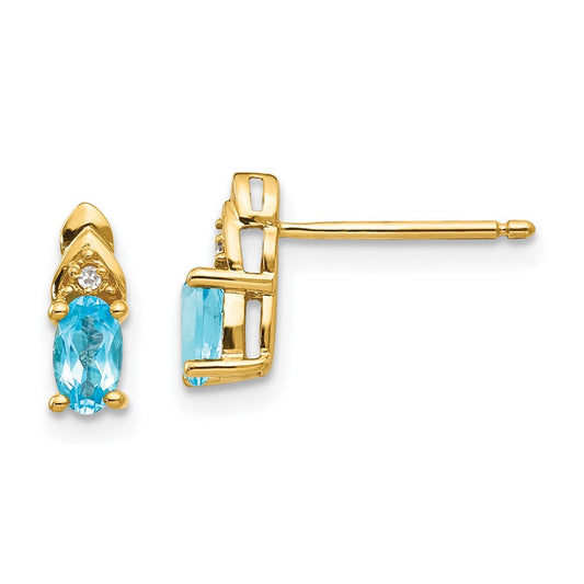 14K Diamond and Blue Topaz Earrings