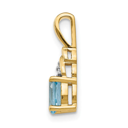 14K Diamond and Blue Topaz Pendant