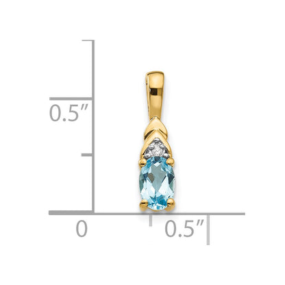 14K Diamond and Blue Topaz Pendant