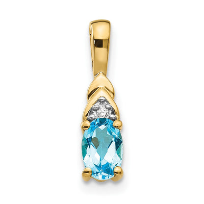 14K Diamond and Blue Topaz Pendant