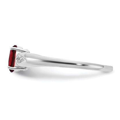 14k White Gold Garnet and Real Diamond Ring