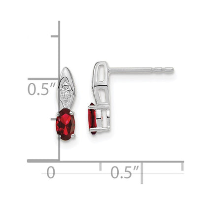 14k White Gold Garnet Diamond Earring