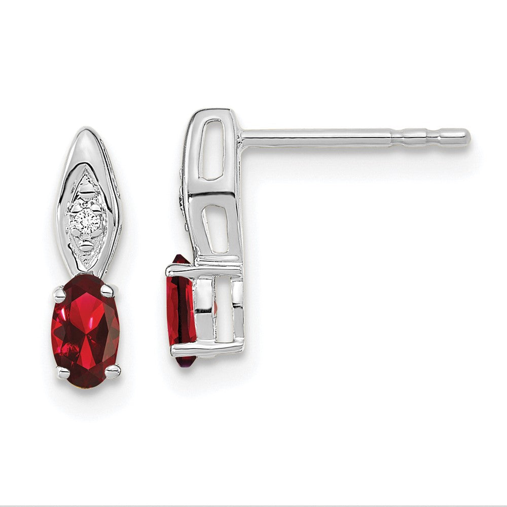 14k White Gold Garnet Diamond Earring