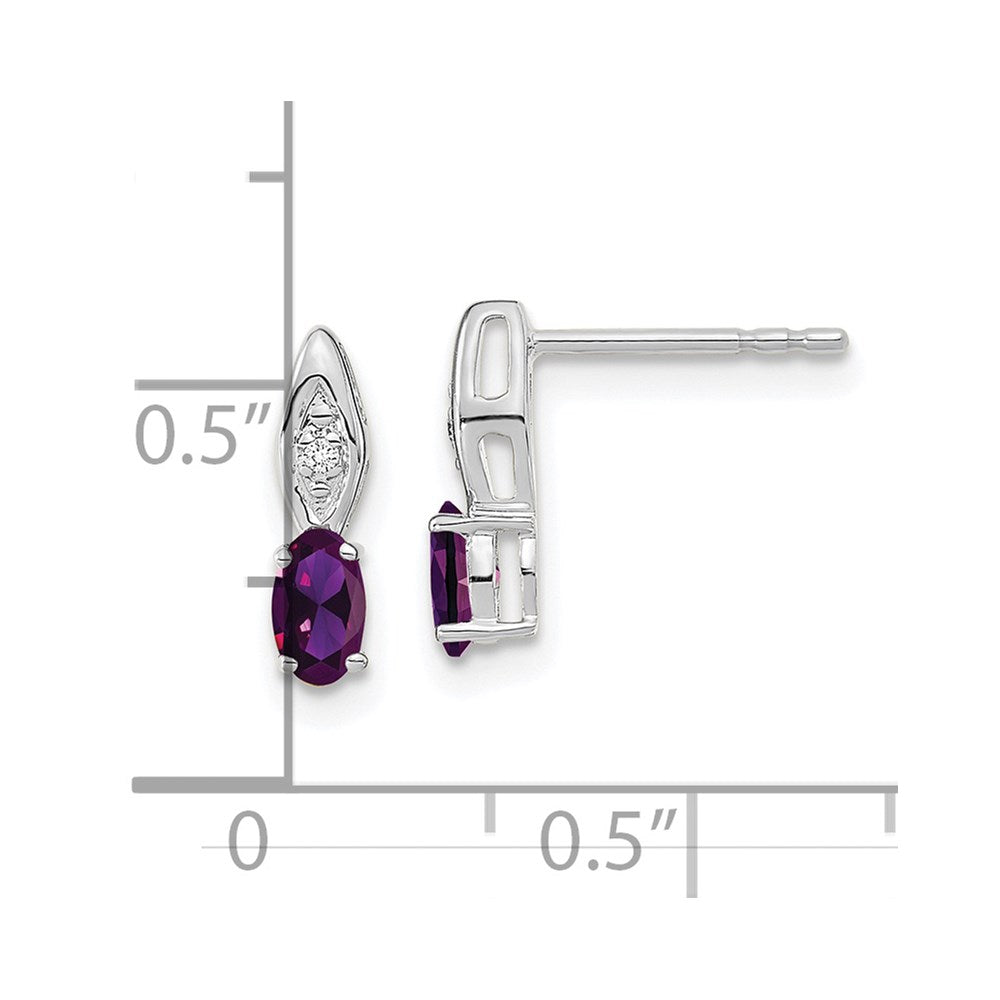14k White Gold Amethyst Diamond Earring