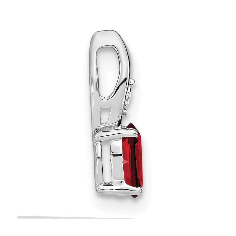 14k White Gold Garnet Diamond Pendant