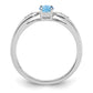 Solid 14k White Gold Simulated Aquamarine and CZ Ring