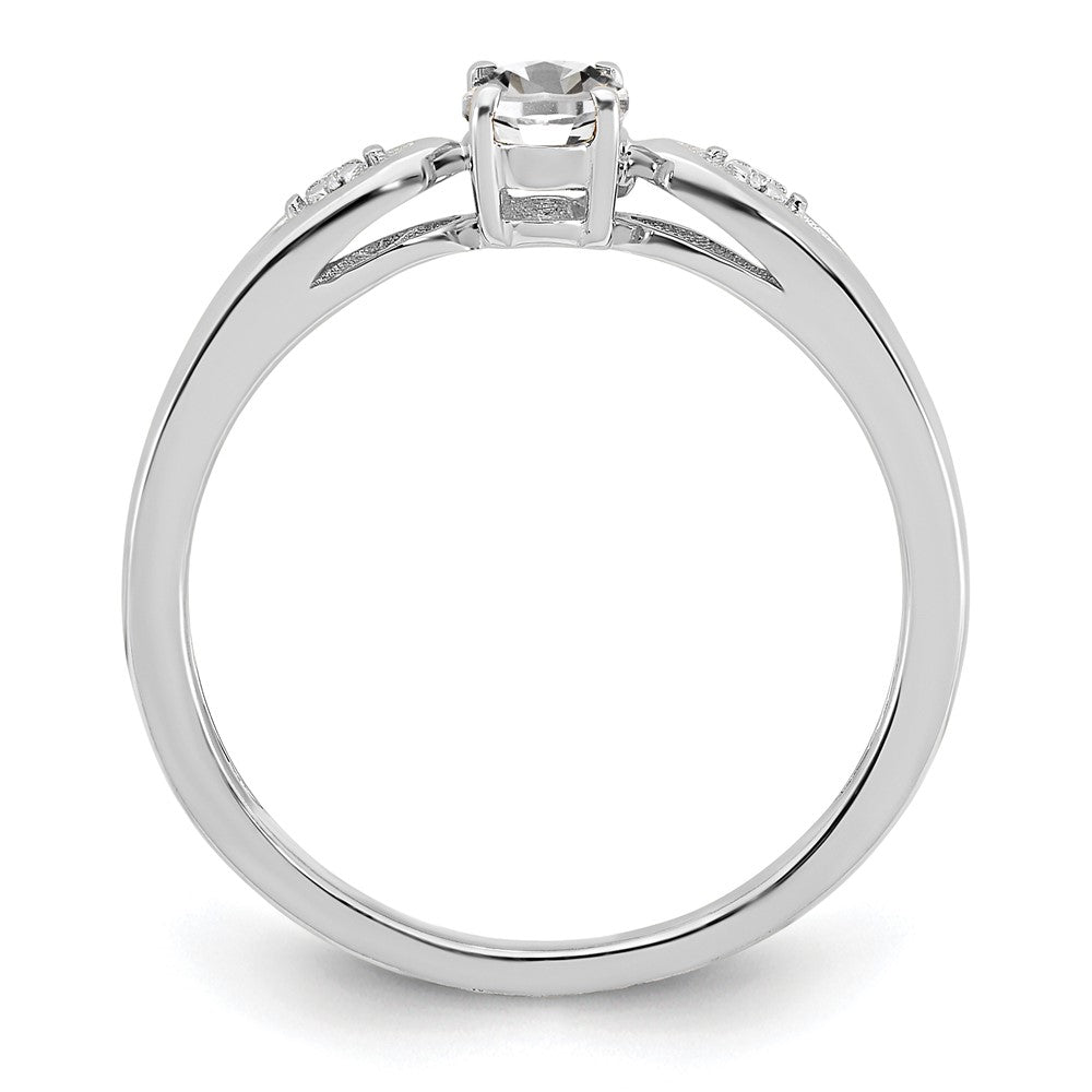 14k White Gold Topaz and Real Diamond Ring