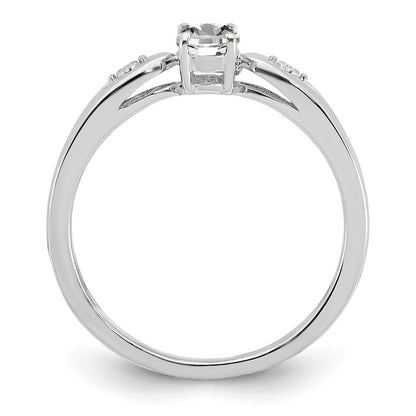 14k White Gold Topaz and Real Diamond Ring