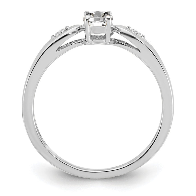14k White Gold Topaz and Real Diamond Ring