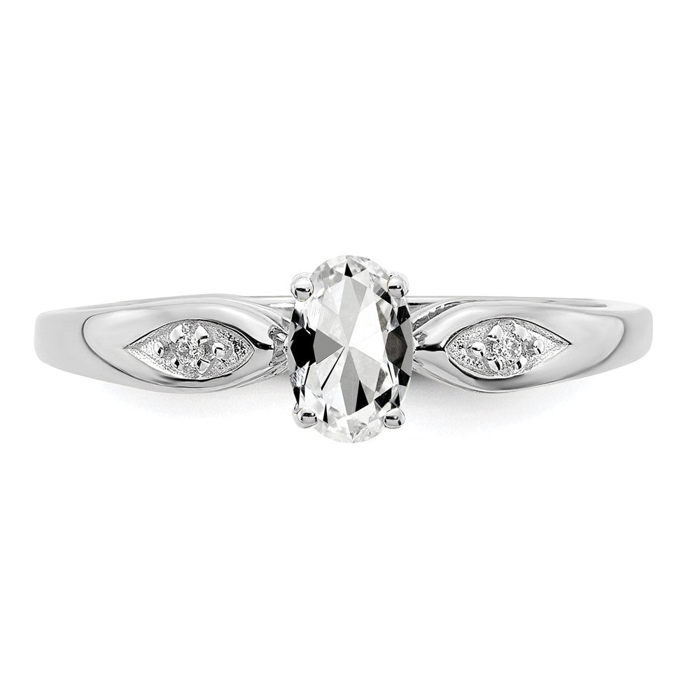14k White Gold Topaz and Real Diamond Ring