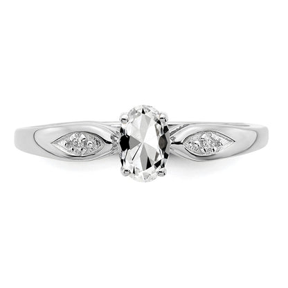 14k White Gold Topaz and Real Diamond Ring
