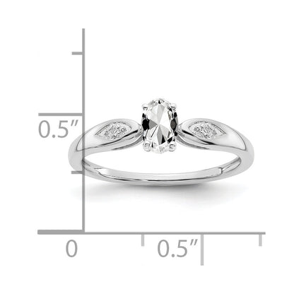 14k White Gold Topaz and Real Diamond Ring