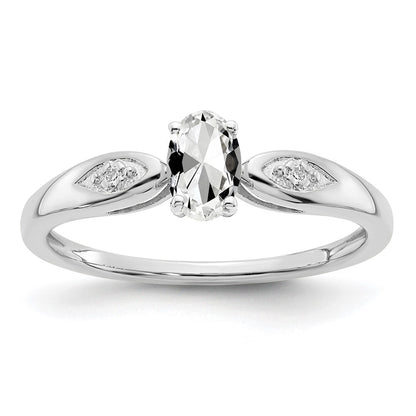 14k White Gold Topaz and Real Diamond Ring