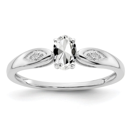 14k White Gold Topaz and Real Diamond Ring