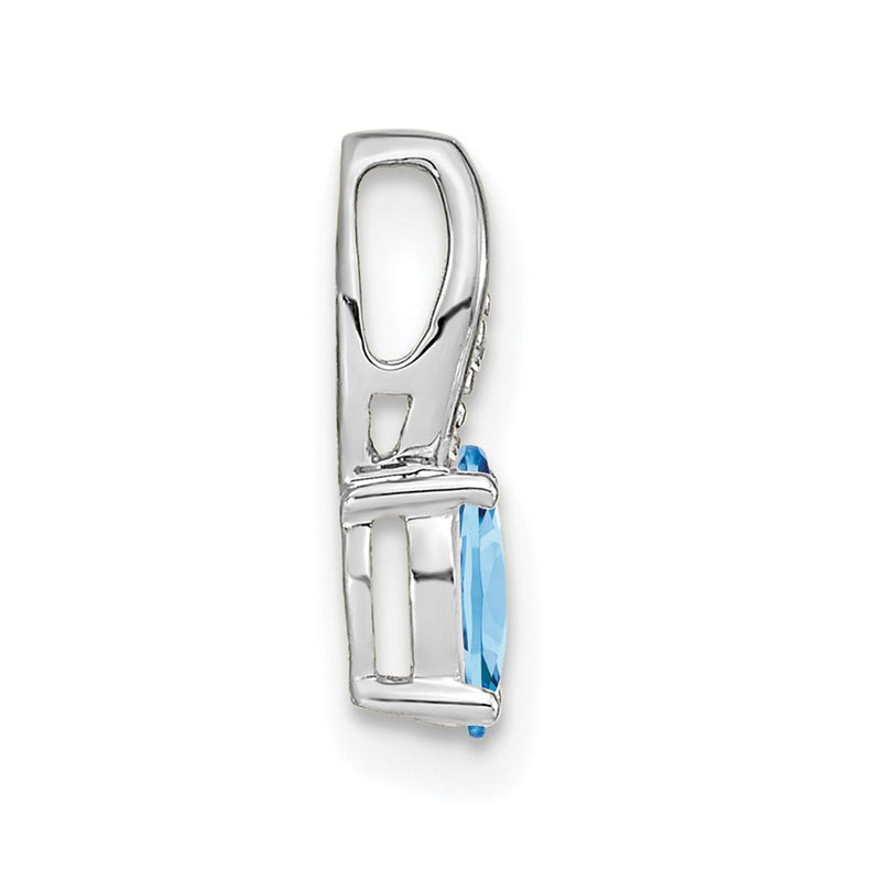 14k White Gold Aquamarine Diamond Pendant