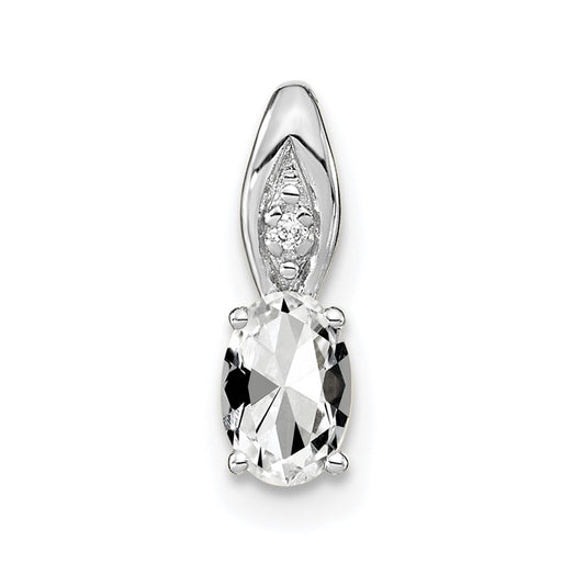 14k White Gold White Topaz Diamond Pendant