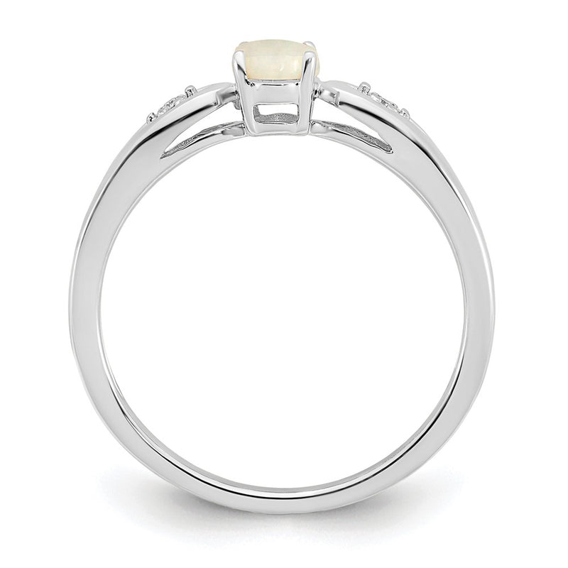 14k White Gold Opal and Real Diamond Ring