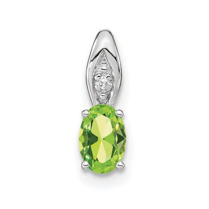 14k White Gold Peridot Diamond Pendant