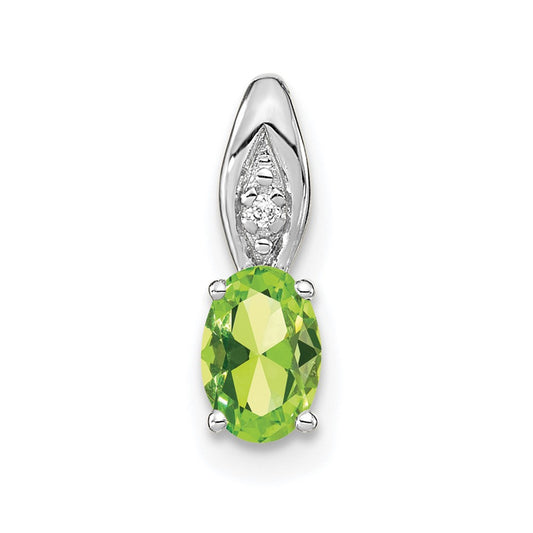 14k White Gold Peridot Diamond Pendant