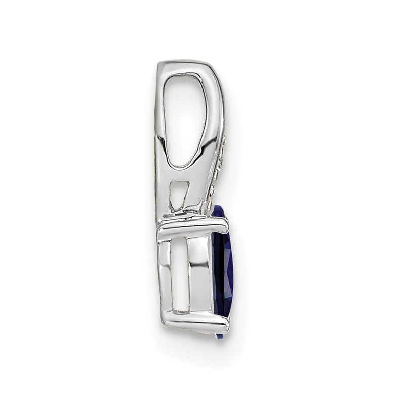 14k White Gold Sapphire Diamond Pendant