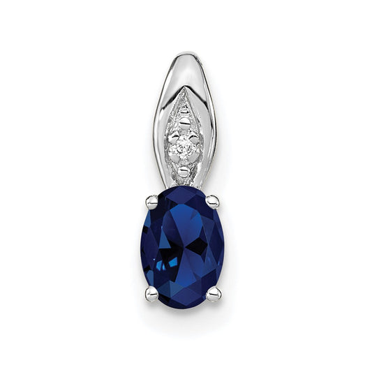 14k White Gold Sapphire Diamond Pendant